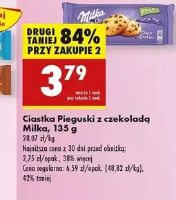 Biedronka Ciastka z kawałkami czekolady Milka Pieguski oferta