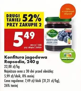 Biedronka Konfitura jagodowa Rapsodia oferta