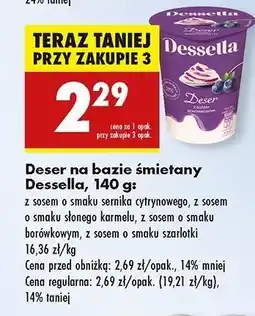 Biedronka Deser na bazie śmietany z sosem o smaku szarlotki Dessella oferta