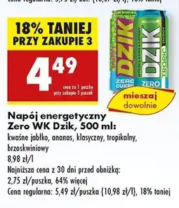 Biedronka Napój energetyczny zero kalorii Wk Dzik oferta