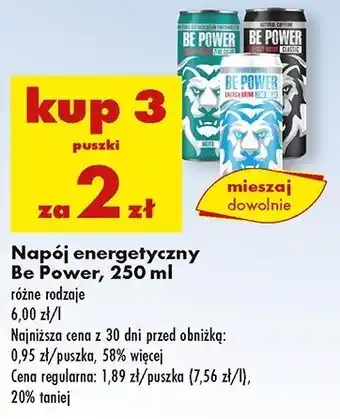 Biedronka Napój energetyczny sugar free Be Power oferta