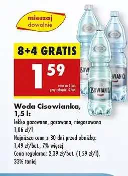 Biedronka Woda lekko gazowana Cisowianka oferta