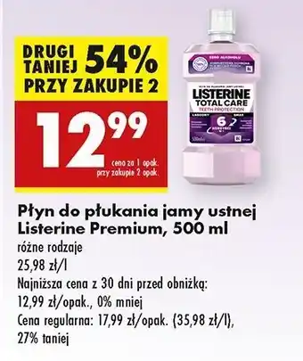 Biedronka Płyn do płukania ust clean mint Listerine Total Care oferta