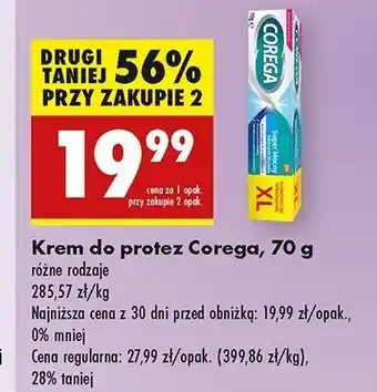 Biedronka Krem mocujący do protez delikatnie miętowy Corega Super Mocny oferta