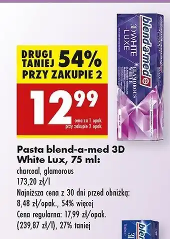 Biedronka Pasta do zębów perfection charcoal Blend-A-Med 3D White Luxe oferta