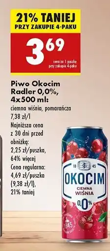 Biedronka Piwo Okocim Radler Ciemny Wiśnia 0% oferta