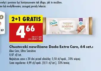 Biedronka Chusteczki wilgotne sensitive Dada Extra Care oferta