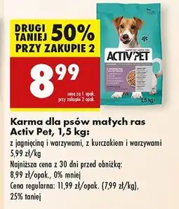 Biedronka Karma dla psa z kurczakiem i warzywami małe rasy Activ Pet oferta