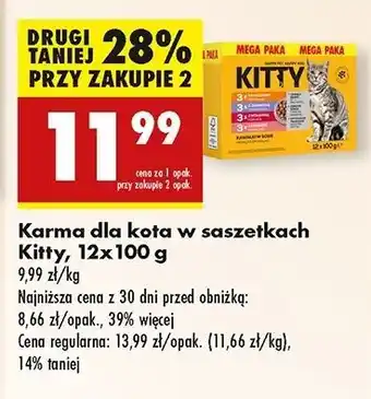 Biedronka Karma dla kota 3 x kurczak + jagnięcina wołowina łosoś Kitty oferta