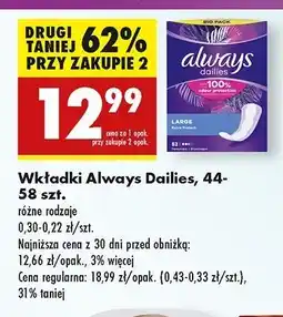 Biedronka Wkładki large Always Dailies oferta