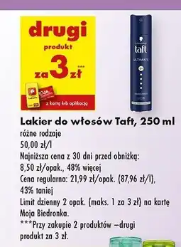 Biedronka Lakier do włosów Taft Ultra oferta