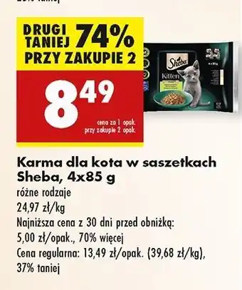 Biedronka Karma dla kota wybór smaków w sosie Sheba Kitten oferta