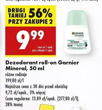 Biedronka Dezodorant niebieski Garnier Mineral Invisible oferta