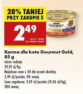 Biedronka Karma dla kota mus z wołowiną Purina Gourmet Gold oferta