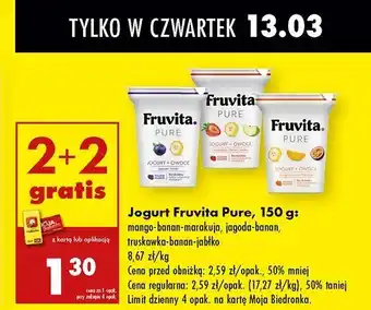 Biedronka Jogurt truskawka-banan-jabłko Fruvita Pure oferta