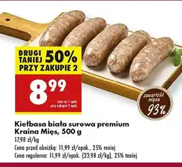 Biedronka Kiełbasa biała surowa Kraina mięs oferta