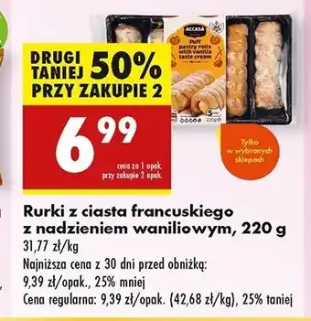 Biedronka Rurki z ciasta francuskiego z nadzieniem waniliowym Accasa oferta