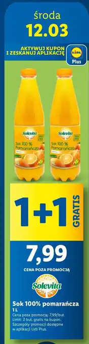 Lidl Sok pomarańczowy 100% Solevita oferta