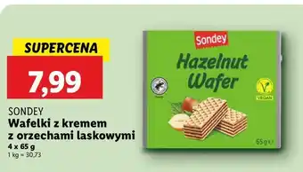 Lidl Wafelki z kremem orzechów laskowych Sondey oferta