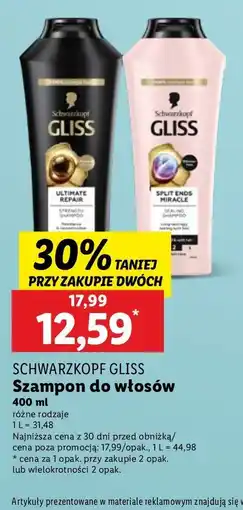 Lidl Szampon do włosów spajający końcówki Gliss Kur Hair Repair Split Ends Miracle oferta