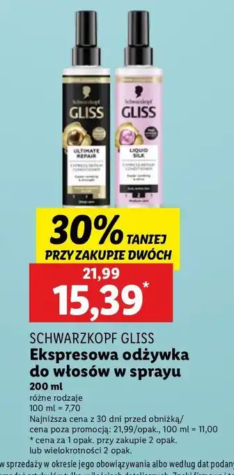 Lidl Odżywka do włosów Gliss Kur Liquid Silk Gloss oferta