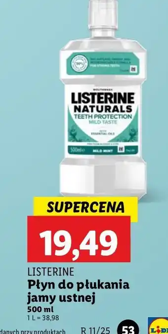 Lidl Płyn do płukania ust teeth protection mild taste Listerine Naturals oferta