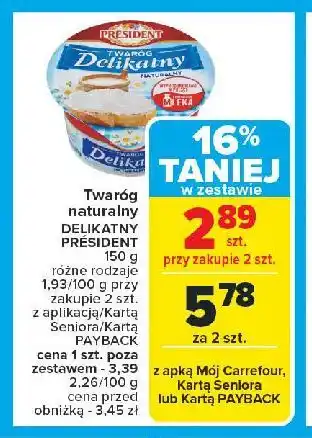 Carrefour Twaróg delikatny naturalny President oferta