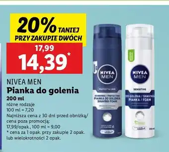 Lidl Pianka do golenia natychmiastowa ochrona Nivea Men Sensitive oferta