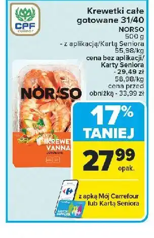 Carrefour Krewetki gotowane vannamei Norso oferta