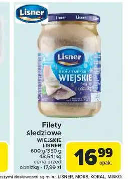 Carrefour Wiejskie filety śledziowe w oleju z cebulką Lisner oferta