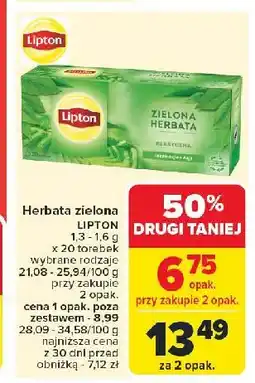 Carrefour Herbata zielona Lipton Fresh Nature oferta