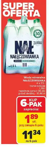 Carrefour Woda delikatnie gazowana Nałęczowianka oferta