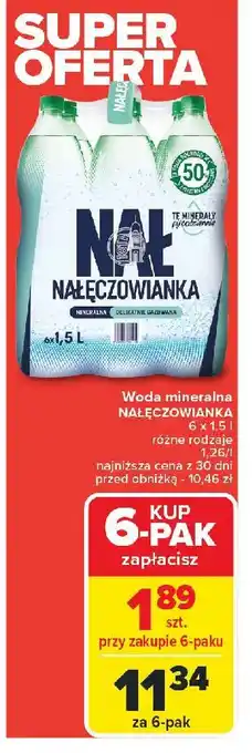 Carrefour Woda delikatnie gazowana Nałęczowianka oferta