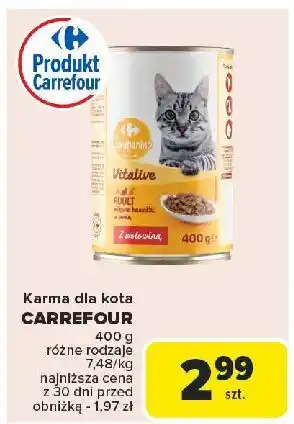 Carrefour Karma dla kota z wołowiną Carrefour Companino oferta