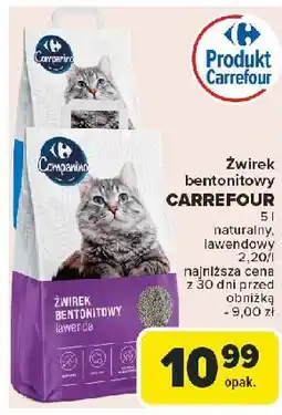 Carrefour Żwirek dla kota bentonitowy Carrefour Companino oferta