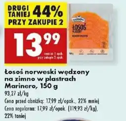 Biedronka Łosoś norweski wędzony na zimno w plastrach Marinero oferta