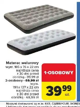 Carrefour Materac welurowy 191 x 137 22 cm oferta