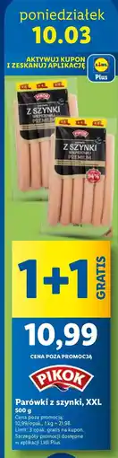 Lidl Parówki z szynki wieprzowej premium Pikok oferta