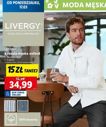 Lidl Koszula męska oxford s-xxl Livergy oferta