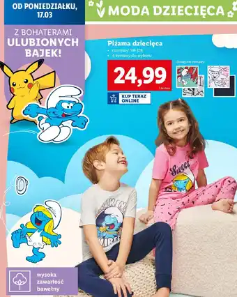 Lidl Piżama dziecięca 98-128 cm oferta