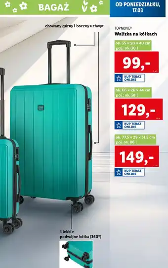 Lidl Walizka na kółkach 86 l Topmove oferta