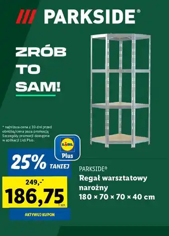 Lidl Regał warsztatowy narożny 180x70x40cm Parkside oferta