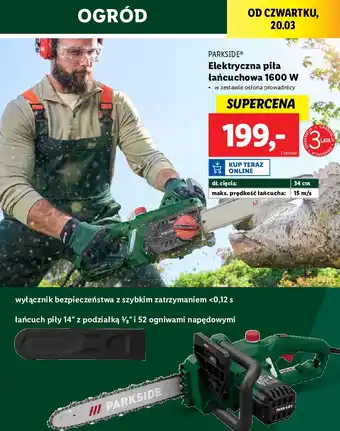 Lidl Piła łańcuchowa elektryczna 1600 w Parkside oferta