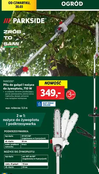 Lidl Piła do gałęzi i nożyce żywopołotu 710w Parkside oferta