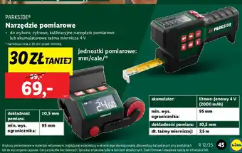 Lidl Taśma miernicza 4v Parkside oferta