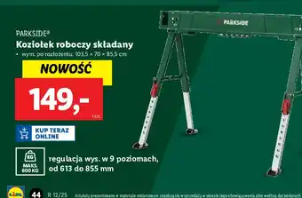 Lidl Koziołek składany z regulacją wysokości Parkside oferta