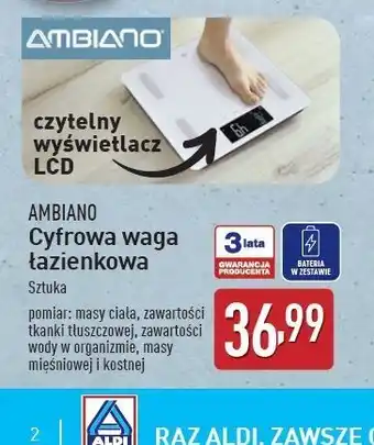 ALDI Waga cyfrowa łazienkowa Ambiano oferta