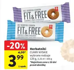 Intermarche Herbatniki o smaku czekoladowym Cukry Nyskie Fit&Free oferta