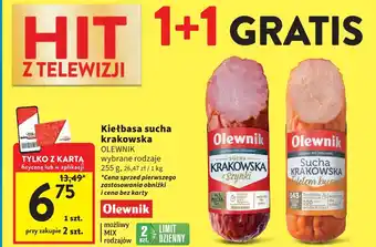 Intermarche Kiełbasa krakowska sucha z fileta kurczaka Olewnik oferta