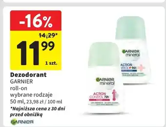 Intermarche Dezodorant action control Garnier Mineral oferta